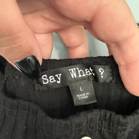 Say What? Black Ribbed Midi Dress Short Sleeves BodyCon Fit Women's Size Large - Picture 4 of 7